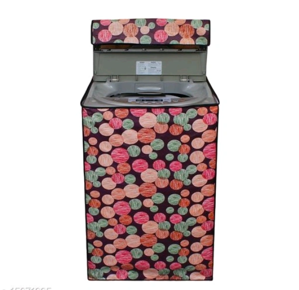 DREAM CURE Portable Washing Machine Brown Color Printed PVC Cover,Top Load Waher Dryer Cover Water Proof , Full Automatic /Wheel Washing Machine Cover For 6 Kg Cover - Red